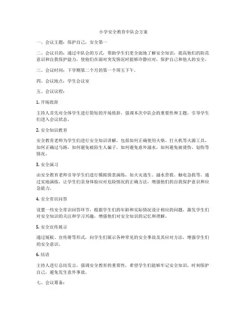 小学安全教育中队会方案