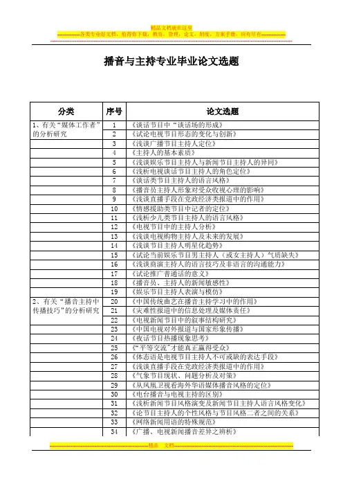 播音与主持专业毕业论文选题