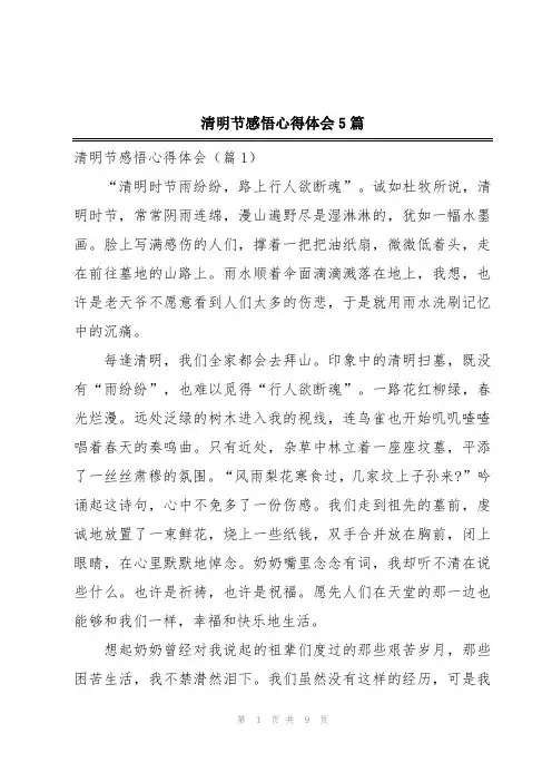 清明节感悟心得体会5篇