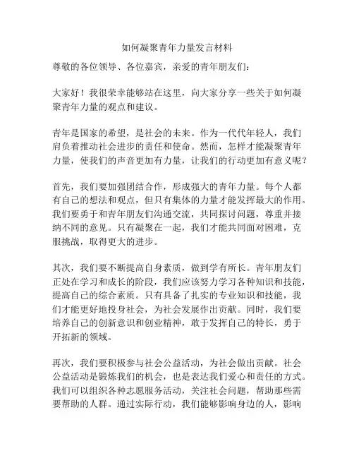 如何凝聚青年力量发言材料