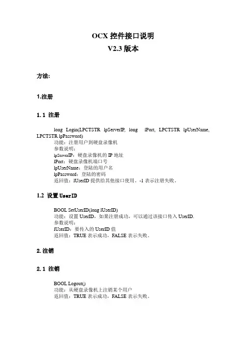 海康威视 OCX控件接口文档
