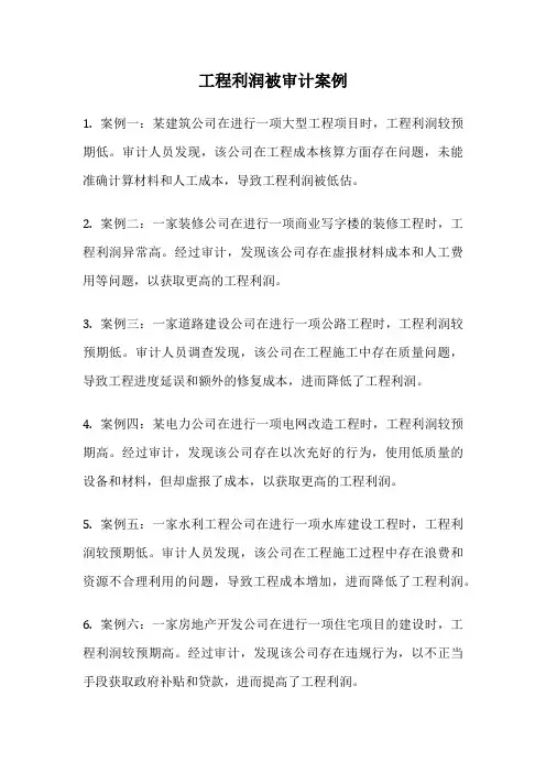 工程利润被审计案例