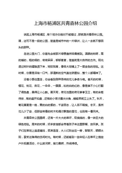 上海市杨浦区共青森林公园介绍