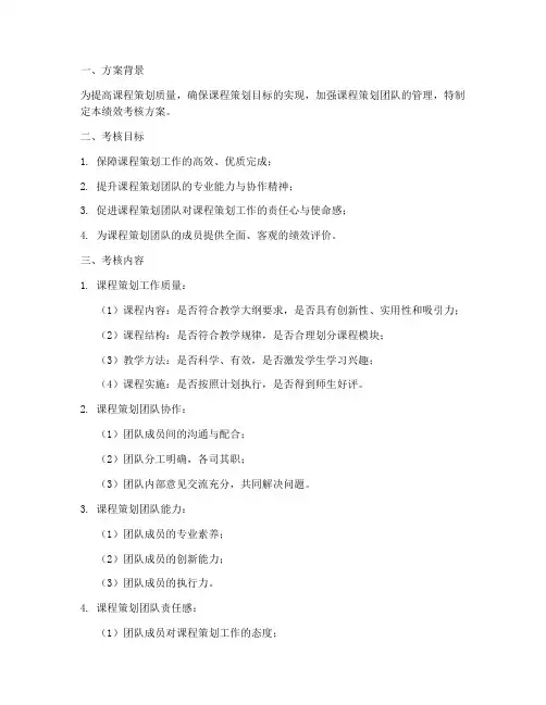 课程策划绩效考核方案模板