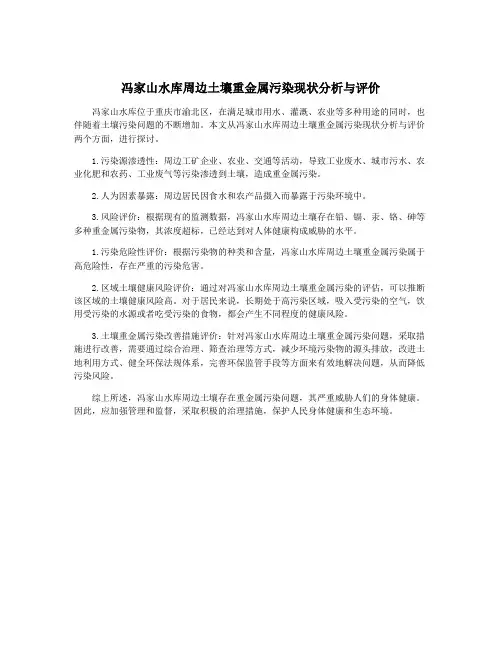 冯家山水库周边土壤重金属污染现状分析与评价