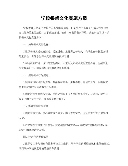 学校餐桌文化实施方案