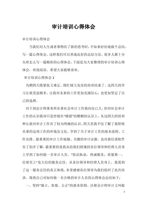 审计培训心得体会