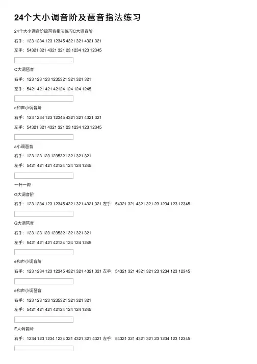 24个大小调音阶及琶音指法练习