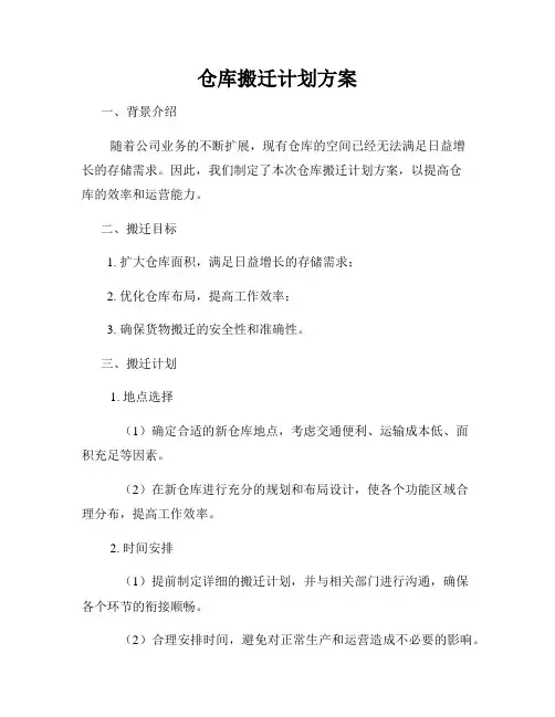 仓库搬迁计划方案