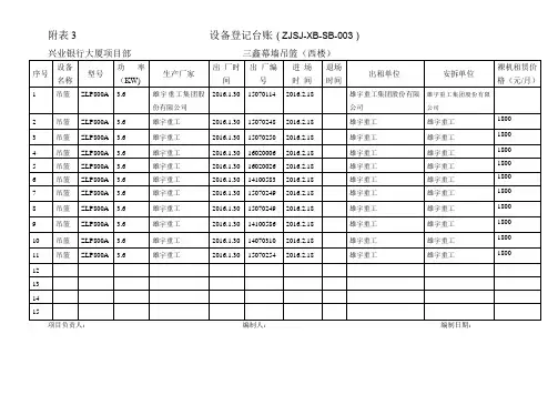 吊篮设备登记台账