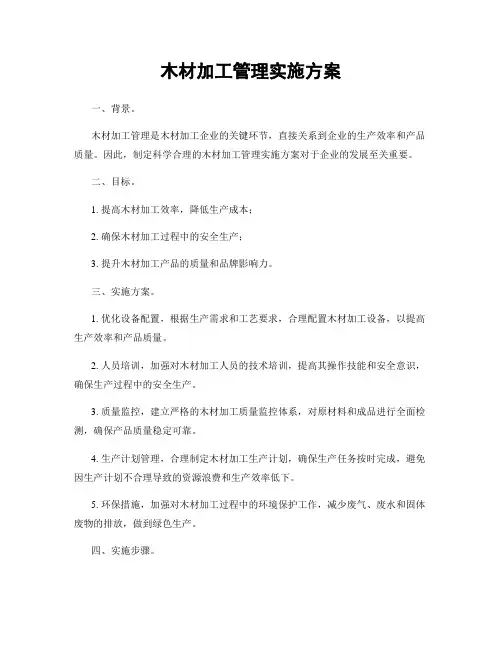 木材加工管理实施方案
