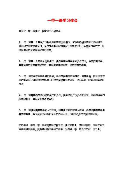 一带一路学习体会