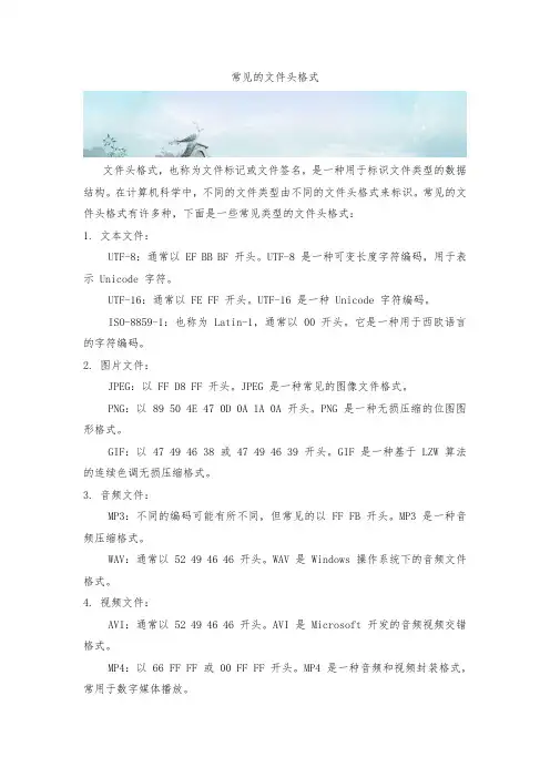 常见的文件头格式