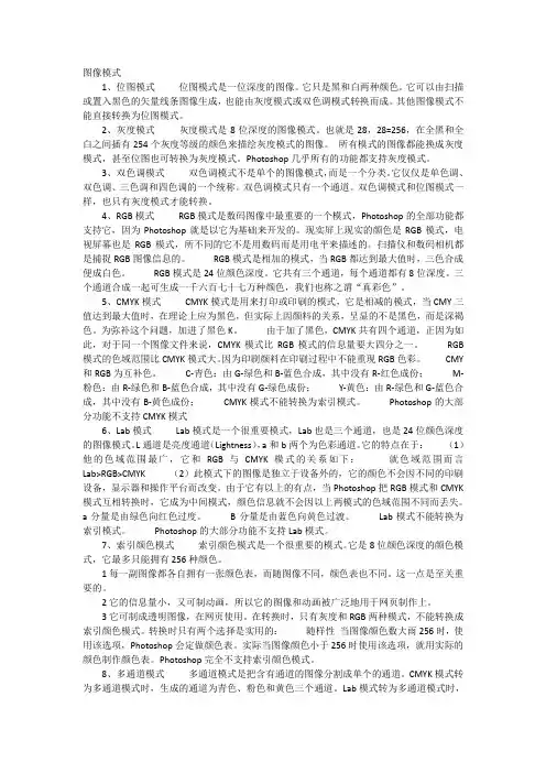 ps中图像模式及其特点