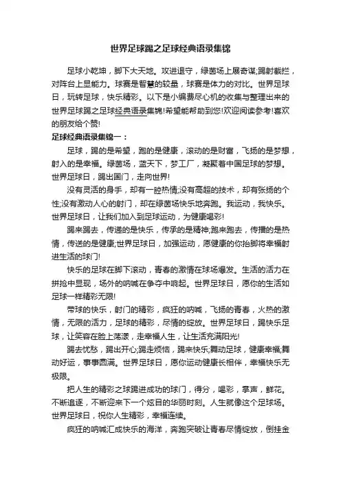 世界足球踢之足球经典语录集锦