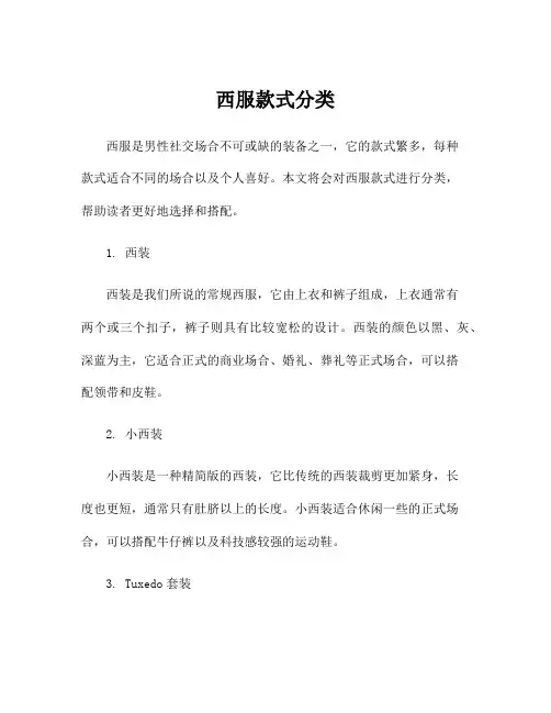 西服款式分类