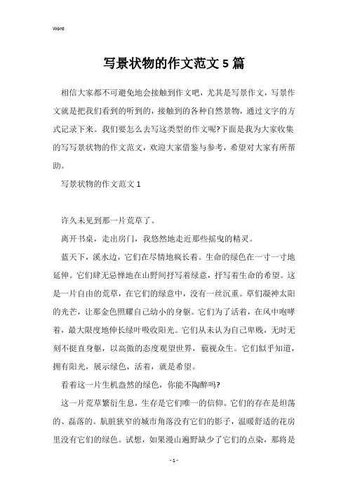 写景状物的作文范文5篇