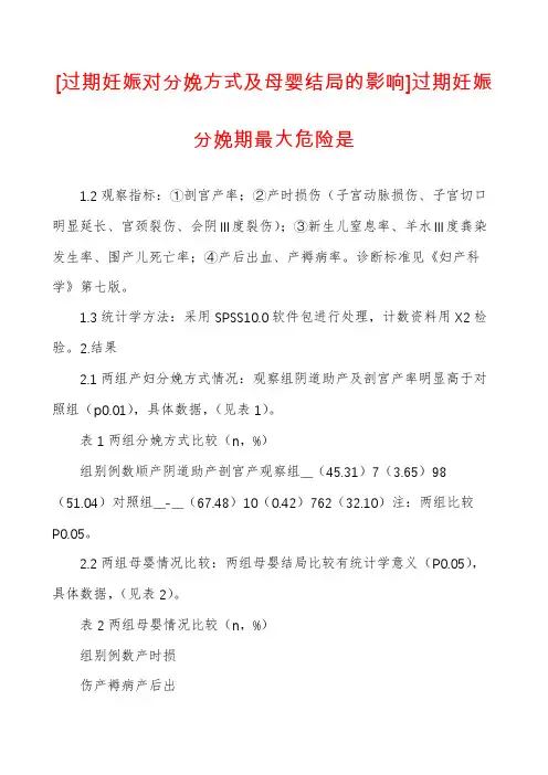 [过期妊娠对分娩方式及母婴结局的影响]过期妊娠分娩期最大危险是