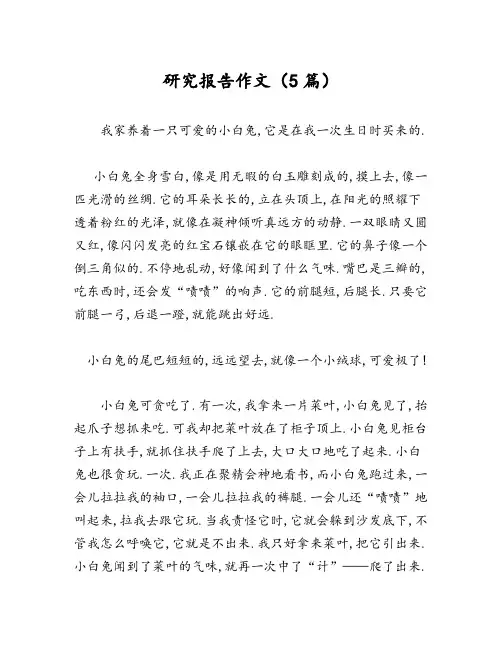 研究报告作文(5篇)