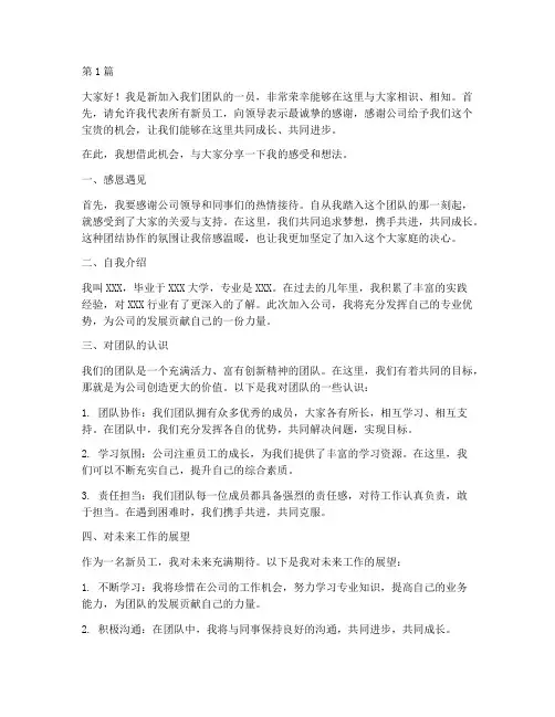 新员工团建发言稿(3篇)