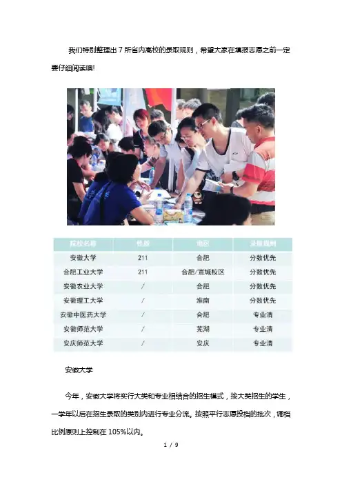 安徽7所大学2019录取规则-考生填报须慎重!
