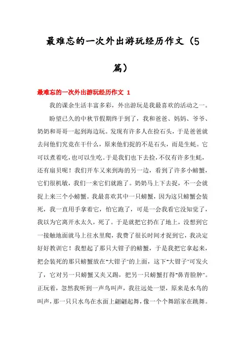 最难忘的一次外出游玩经历作文(5篇)