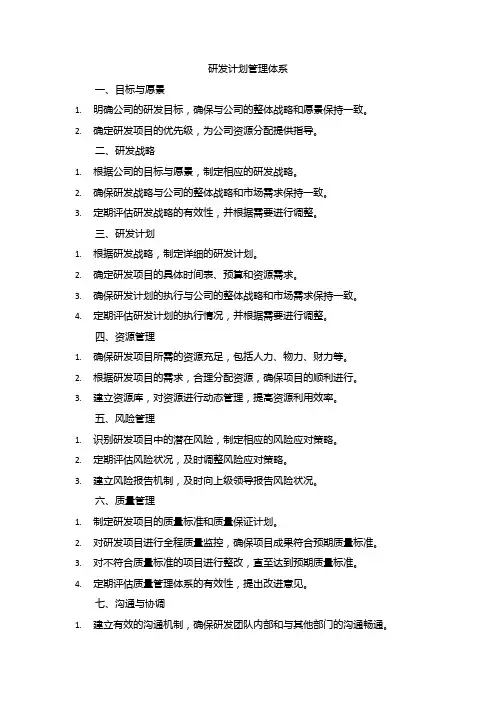 研发计划管理体系