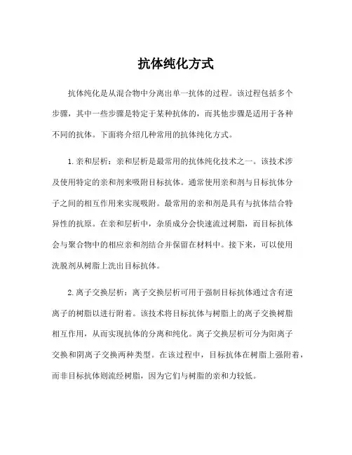 抗体纯化方式
