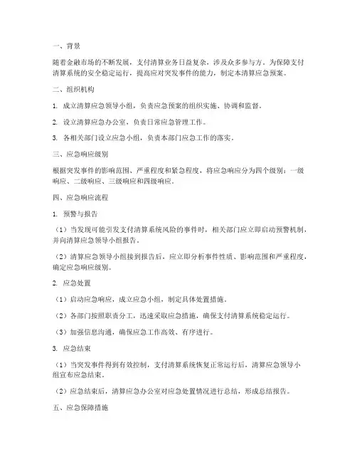清算应急预案