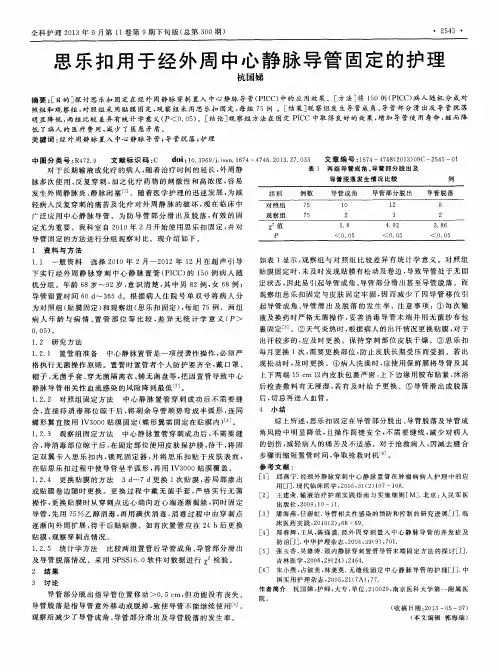 思乐扣用于经外周中心静脉导管固定的护理