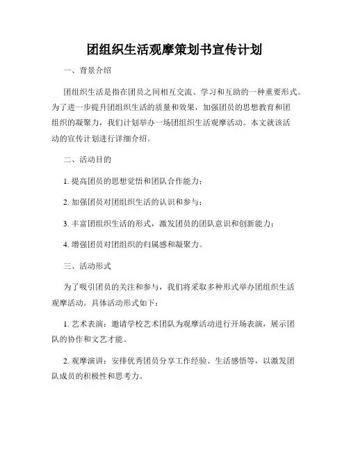 团组织生活观摩策划书宣传计划