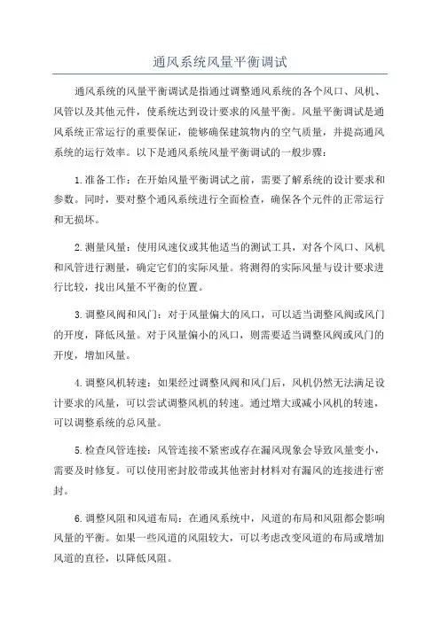 通风系统风量平衡调试
