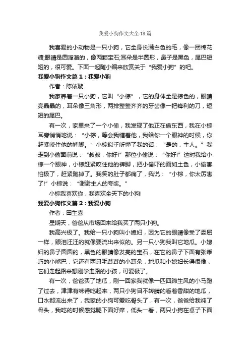 我爱小狗作文大全18篇_初二作文_
