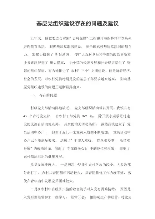 基层党组织建设存在的问题及建议