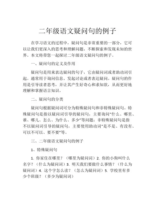 二年级语文疑问句的例子