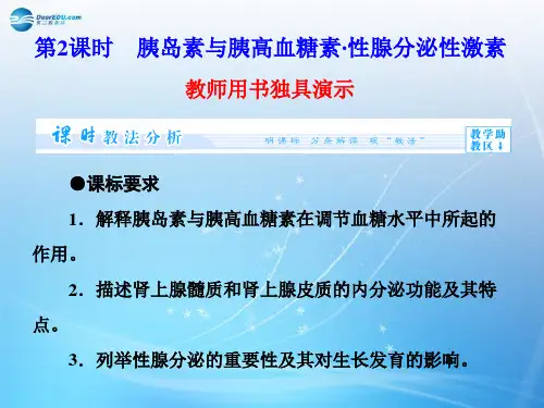 【课堂新坐标】(教师用书)高中生物 第2章 第3节 第2课时 胰岛素与胰高血糖素 性腺分泌性激素同步备课课件