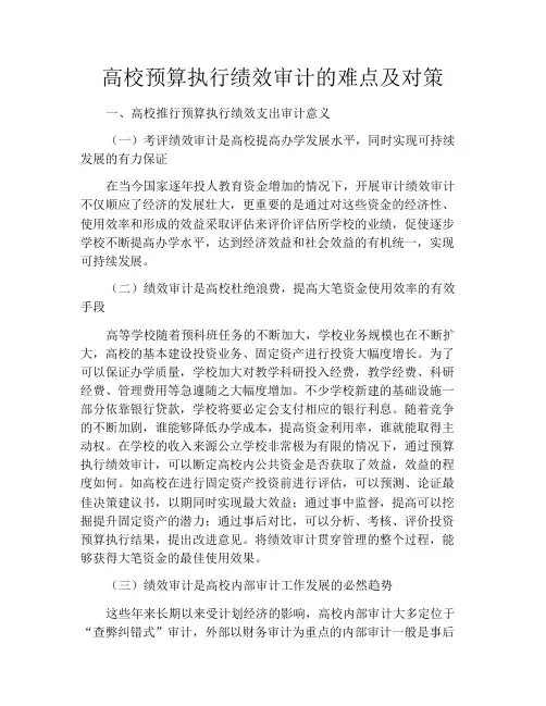 高校预算执行绩效审计的难点及对策