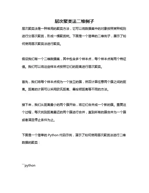 层次聚类法二维例子