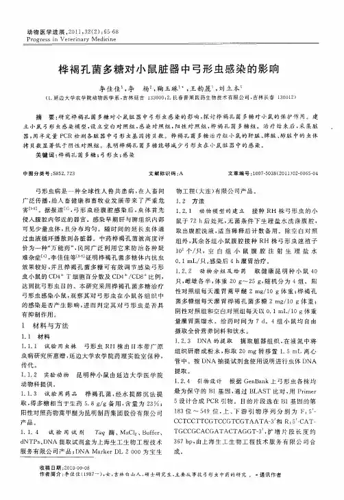 桦褐孔菌多糖对小鼠脏器中弓形虫感染的影响