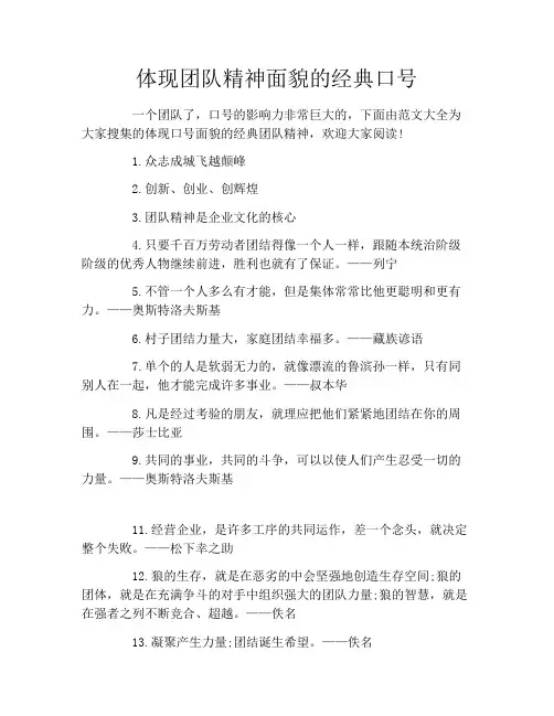 体现团队精神面貌的经典口号