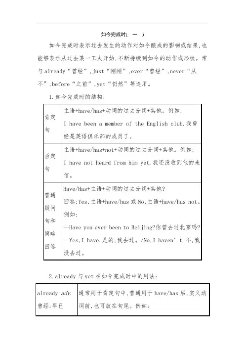 现在完成时-经典教学教辅文档