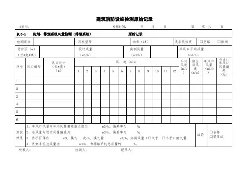 防烟、排烟系统风量测试记录