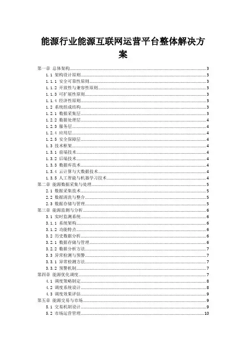 能源行业能源互联网运营平台整体解决方案