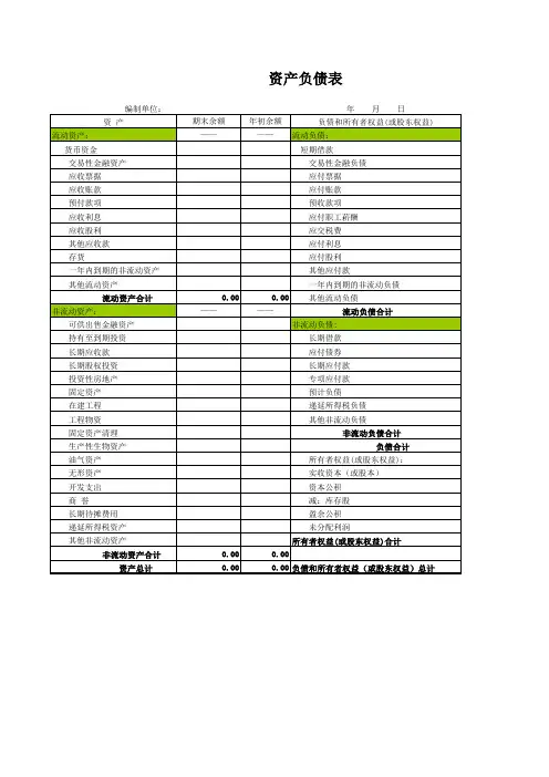 新资产负债表、利润表(含公式)