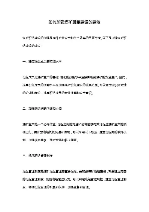 如何加强煤矿班组建设的建议