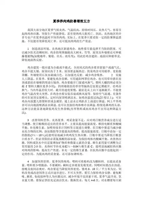 夏季养肉鸡防暑增效五方