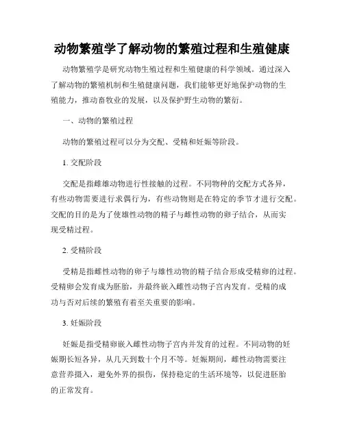 动物繁殖学了解动物的繁殖过程和生殖健康