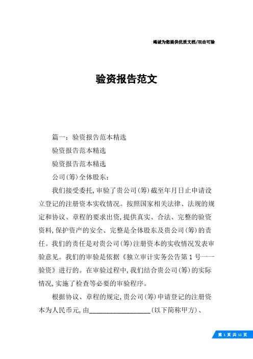 验资报告范文