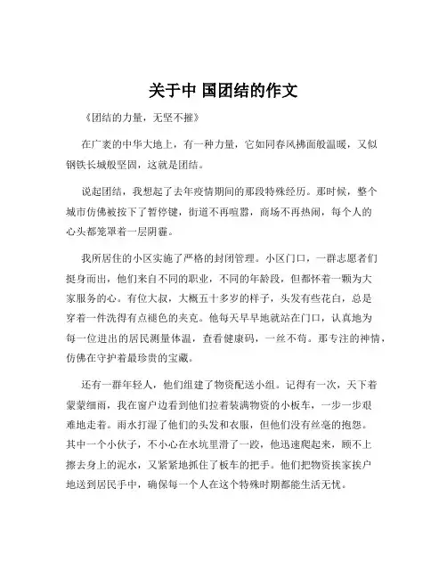 关于中 国团结的作文