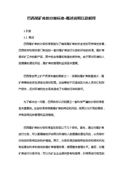 巴西尾矿库的分级标准-概述说明以及解释